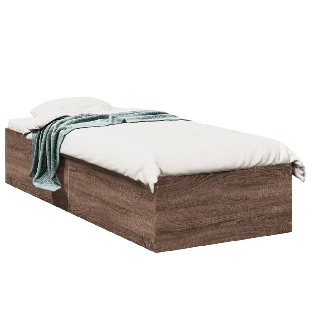 vidaXL Sängram brun ek 90x200 cm konstruerad trä