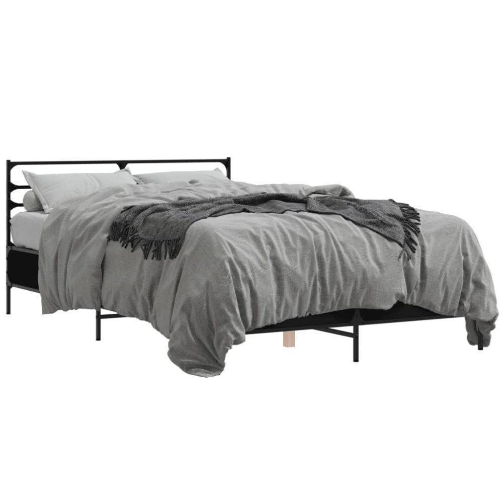 vidaXL Sängram svart 140x190 cm konstruerat trä och metall