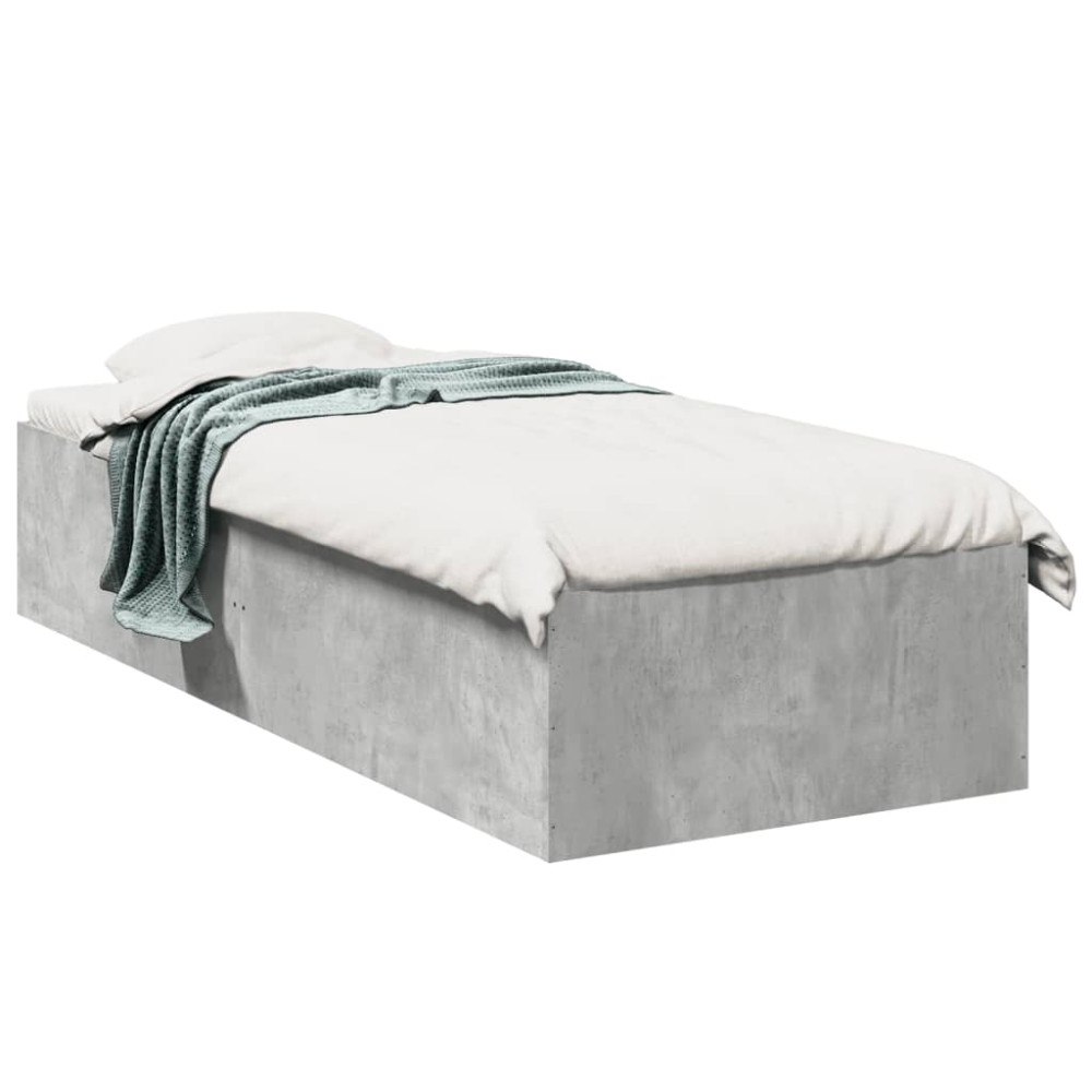 vidaXL Sängram betonggrå 100x200 cm konstruerad trä
