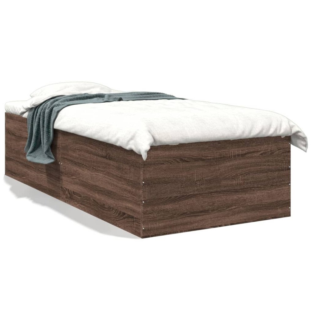 vidaXL Sängram brun ek 100x200 cm konstruerad trä