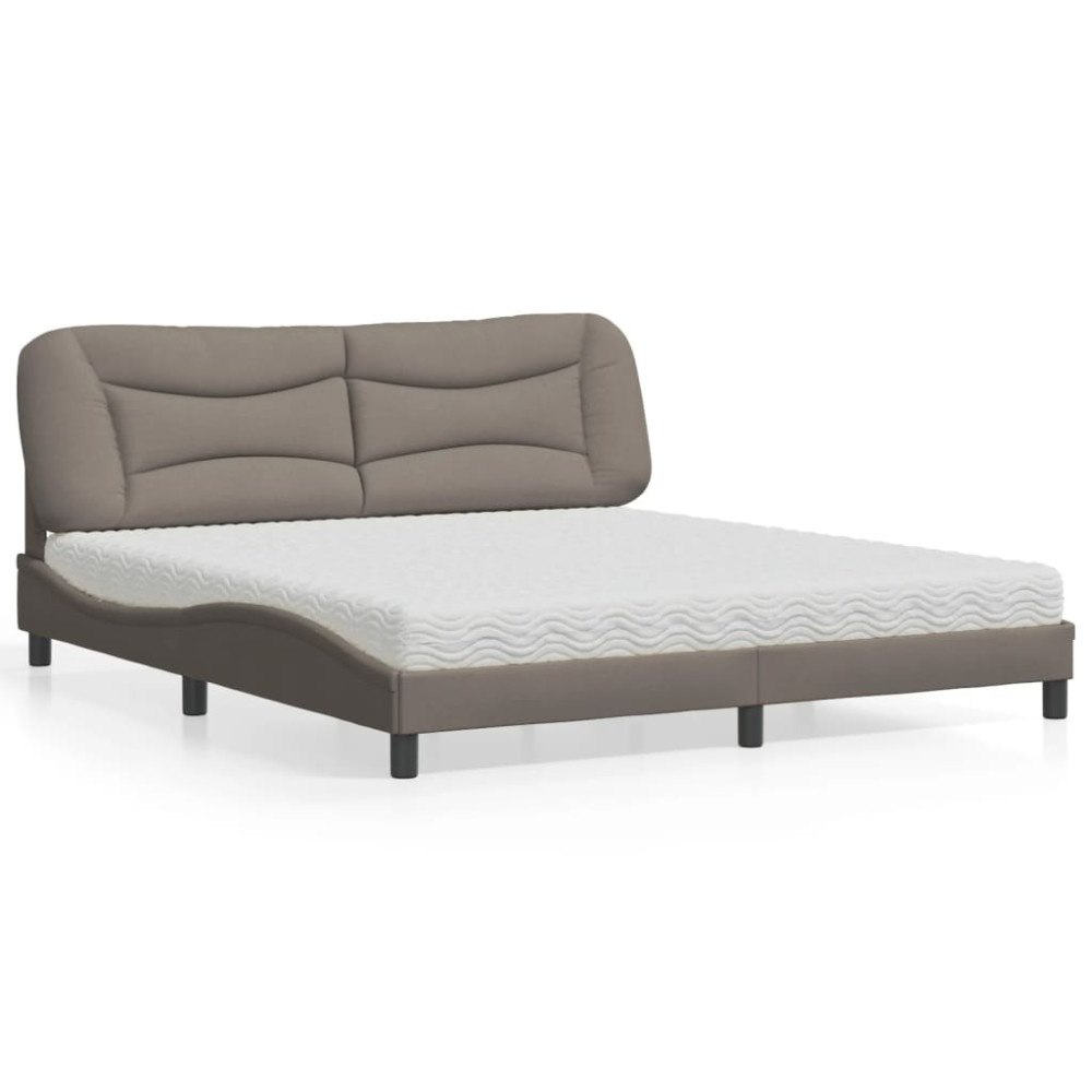 vidaXL Bed with Mattress "Hvar" Taupe 180x200 cm Fabric