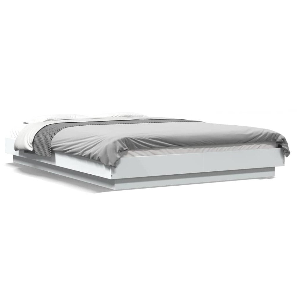 vidaXL Sängram med LEDs vit 140x190 cm konstruerat trä