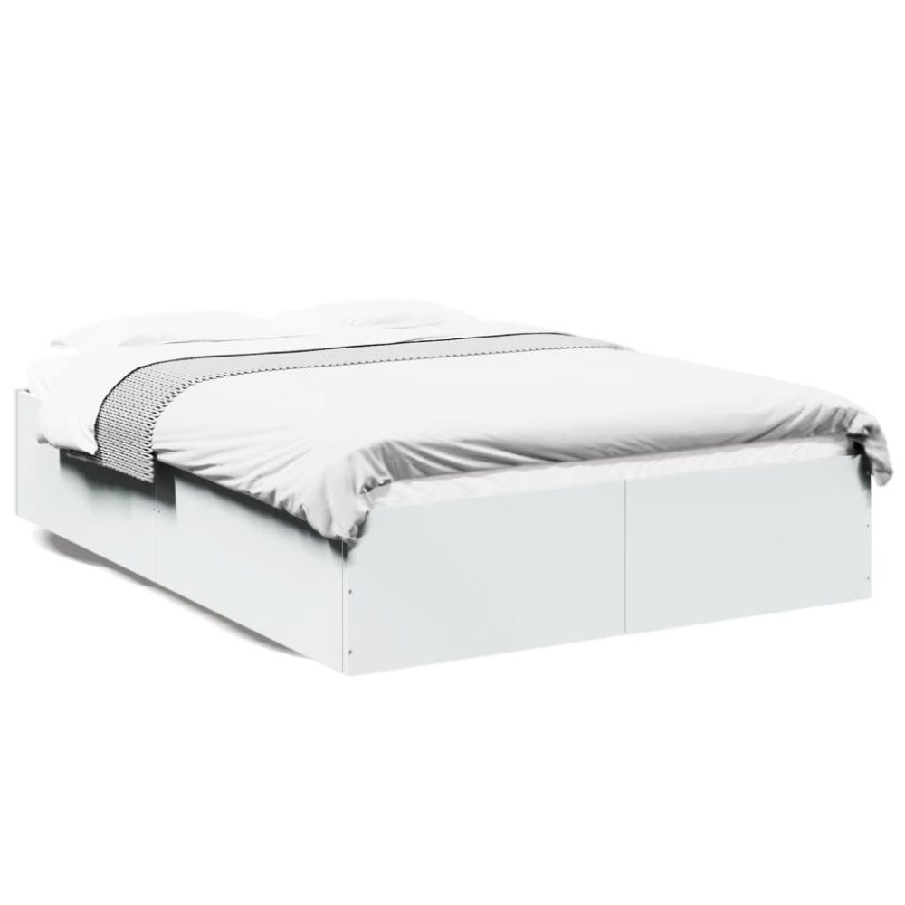 vidaXL Sängram vit 135x190 cm konstruerat trä