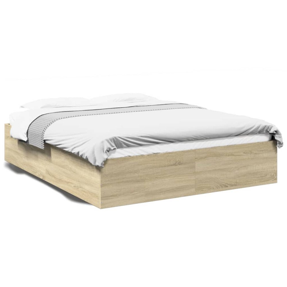 vidaXL Sängram sonoma-ek 150x200 cm konstruerad trä