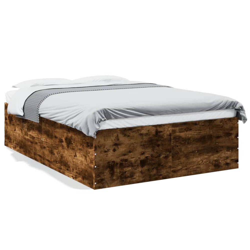 vidaXL Sängram rökfärgad ek 135x190 cm konstruerat trä