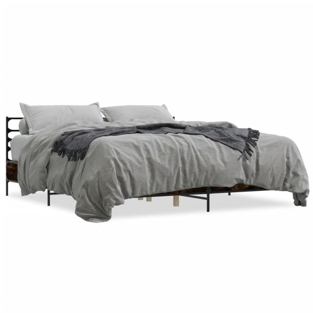 vidaXL Sängram rökfärgad ek 180x200 cm konstruerat trä och metall