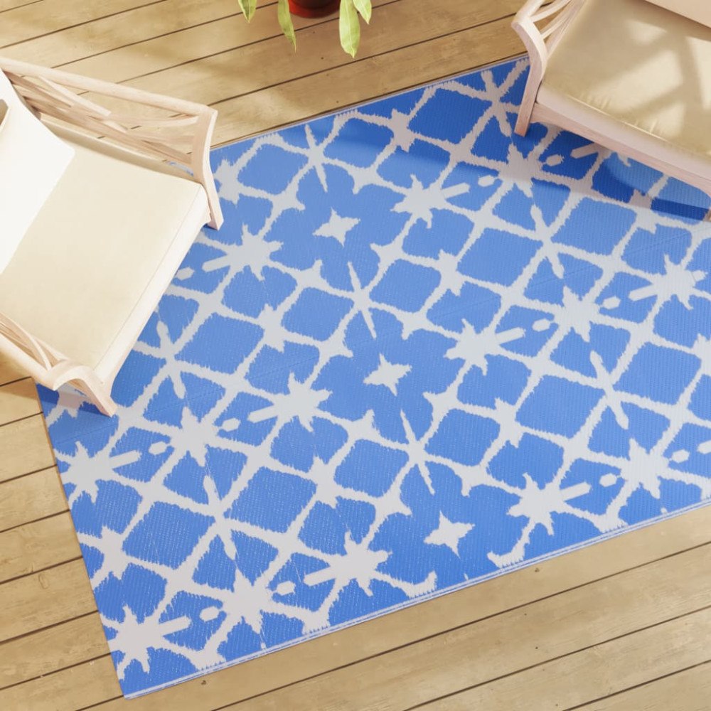 vidaXL Utomhusmatta ARAKIL blå och vit 140x200 cm PP