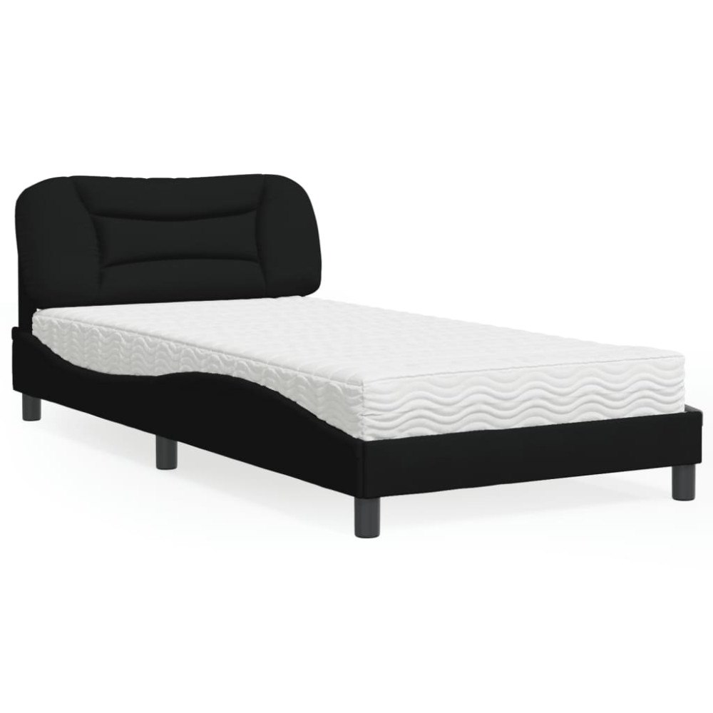 vidaXL Bed with Mattress "Hvar" Black 100x200 cm Fabric