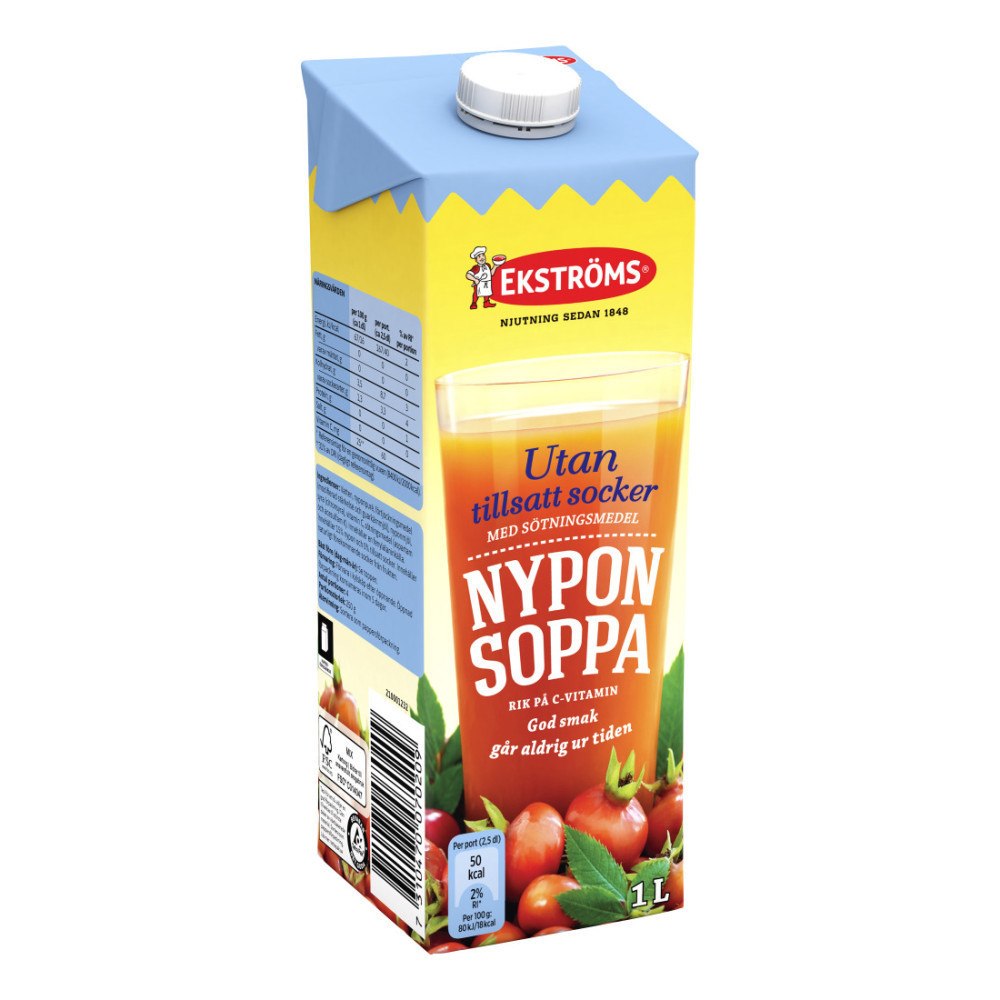 Ekströms Nyponsoppa Utan tillsatt socker 1L (Utgånget datum)