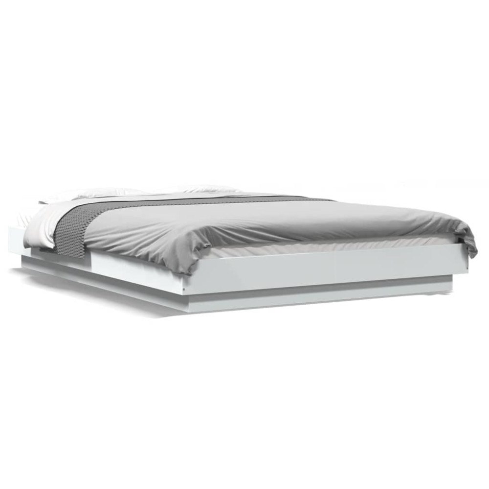 vidaXL Sängram med LEDs vit 120x200 cm konstruerat trä
