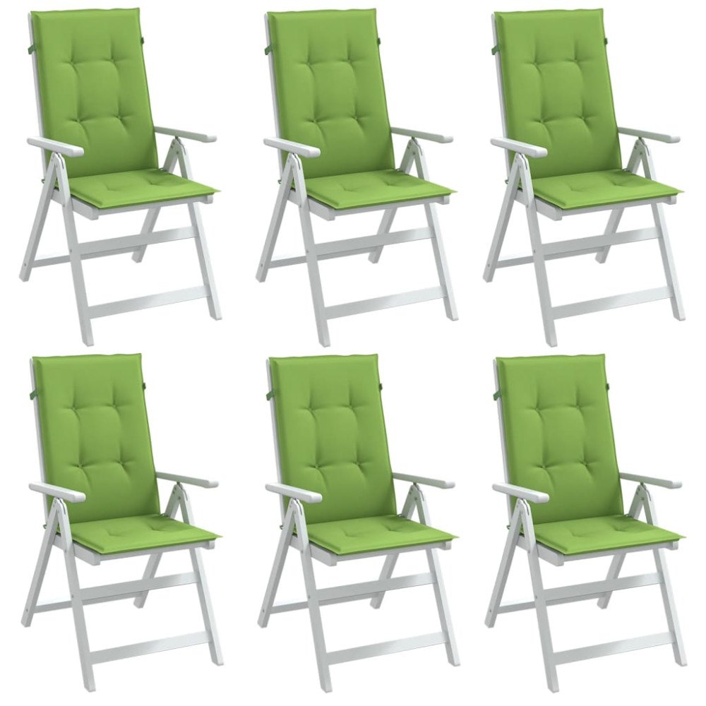 vidaXL Stolsdynor högt ryggstöd 6 st melerad grön 120x50x4 cm tyg