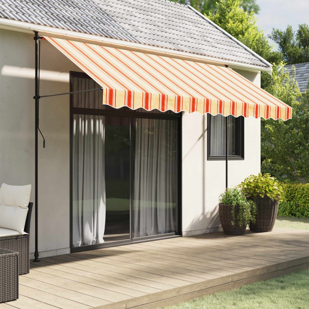 vidaXL Markisvolang gul och orange randig 350 cm