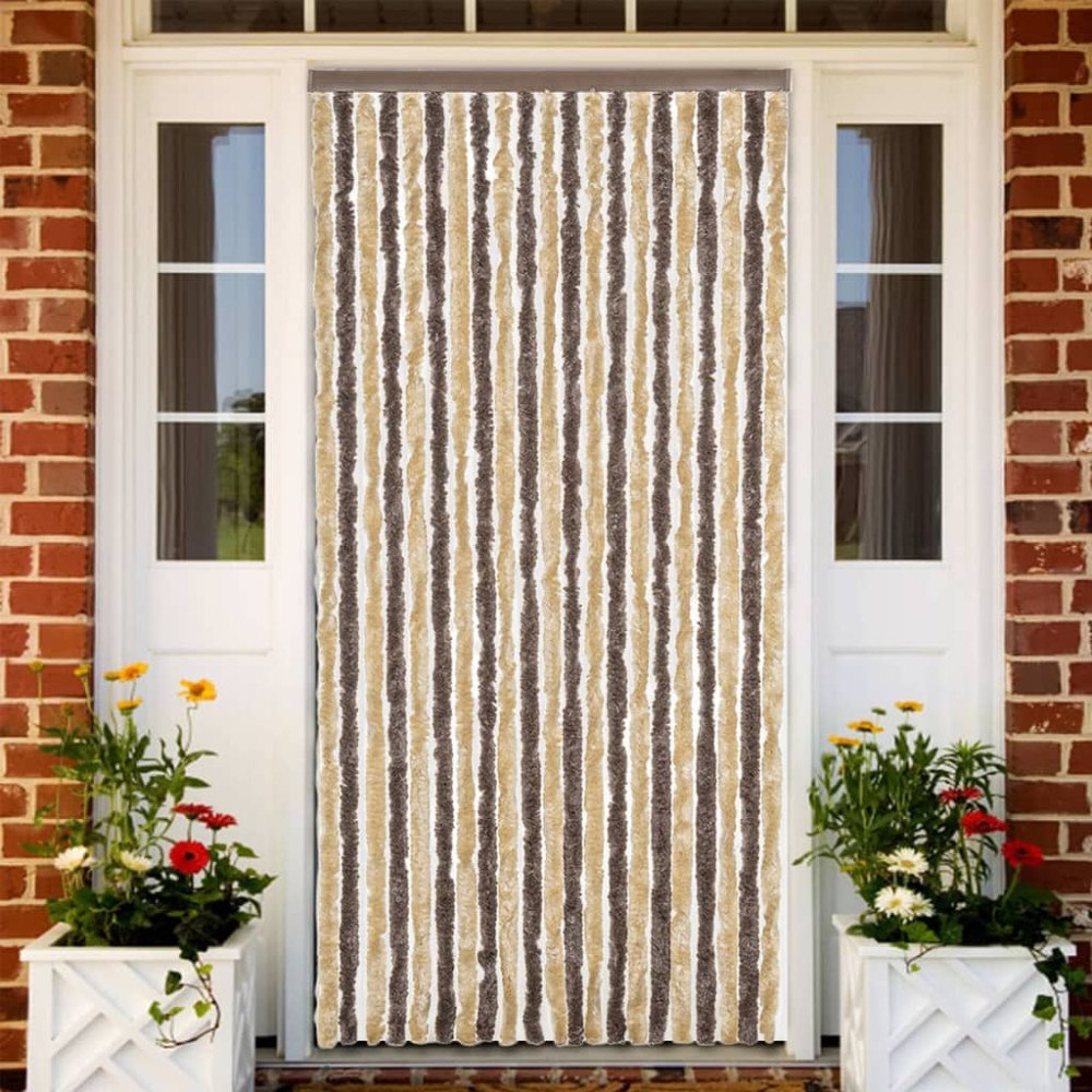 vidaXL Insektsgardin mörkbrun och beige 100x220 cm chenille