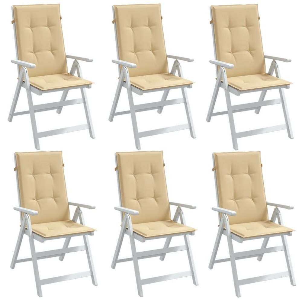 vidaXL Stolsdynor högt ryggstöd 6 st melerad beige 120x50x4 cm tyg