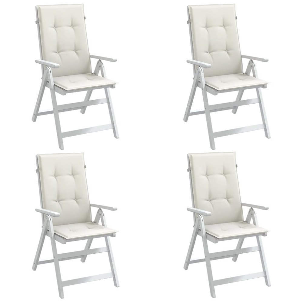vidaXL Stolsdynor högt ryggstöd 4 st melerad gräddvit 120x50x4 cm tyg