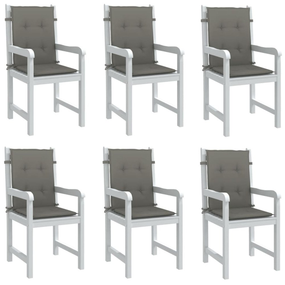 vidaXL Stolsdynor lågt ryggstöd 6 st melerad mörkgrå 100x50x4 cm tyg