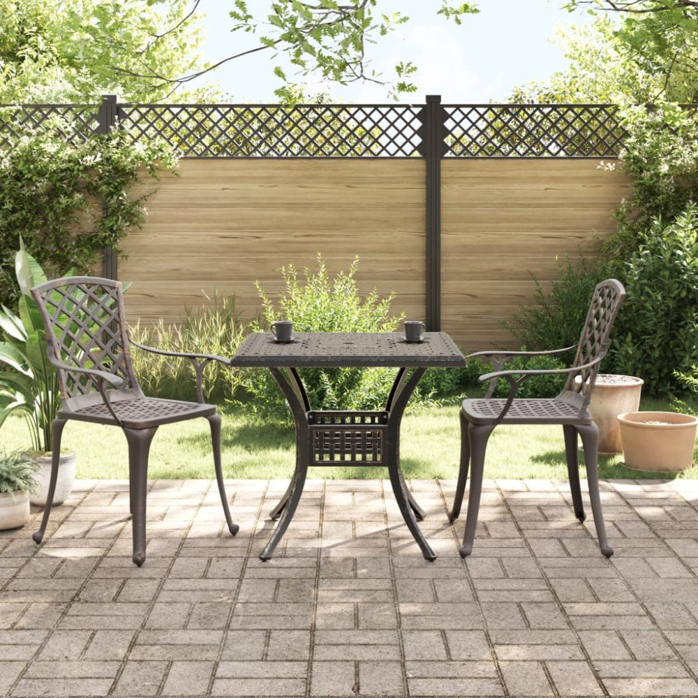 vidaXL Caféset 3 delar gjuten aluminium brons
