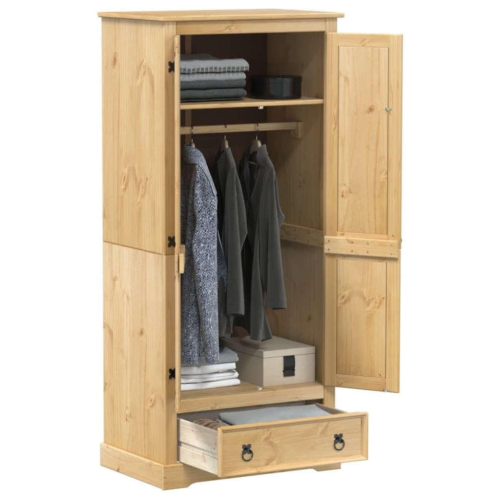 vidaXL Garderob Corona 76x50x170 cm massiv furu