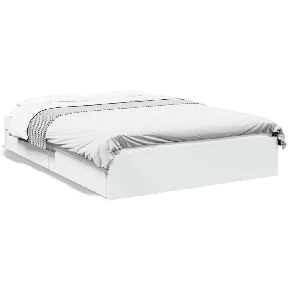 vidaXL Sängram med lådor vit 140x190 cm konstruerat trä