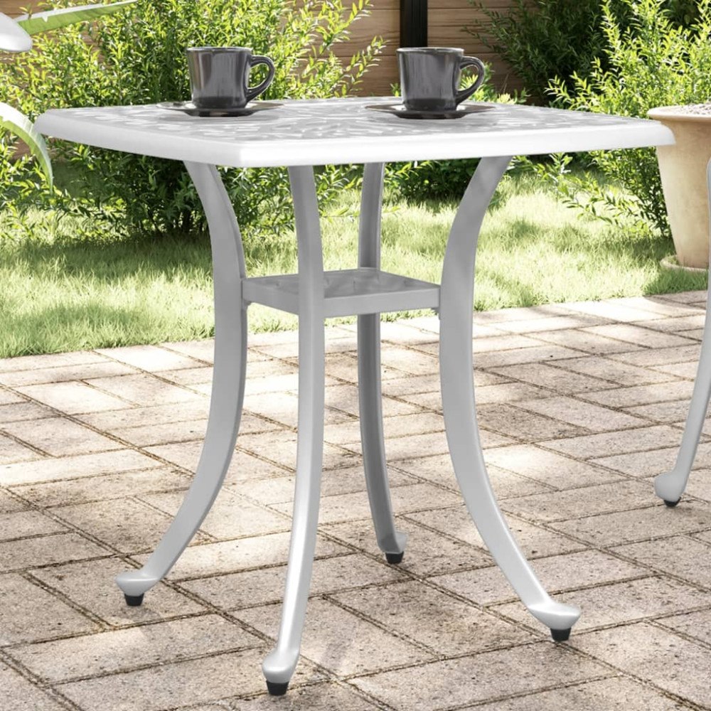 vidaXL Trädgårdsbord vit 53x53x53 cm gjuten aluminium
