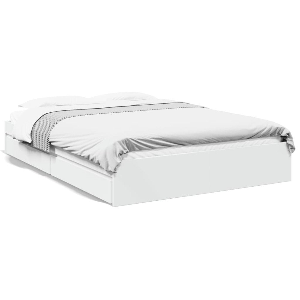 vidaXL Sängram med lådor vit 160x200 cm konstruerat trä