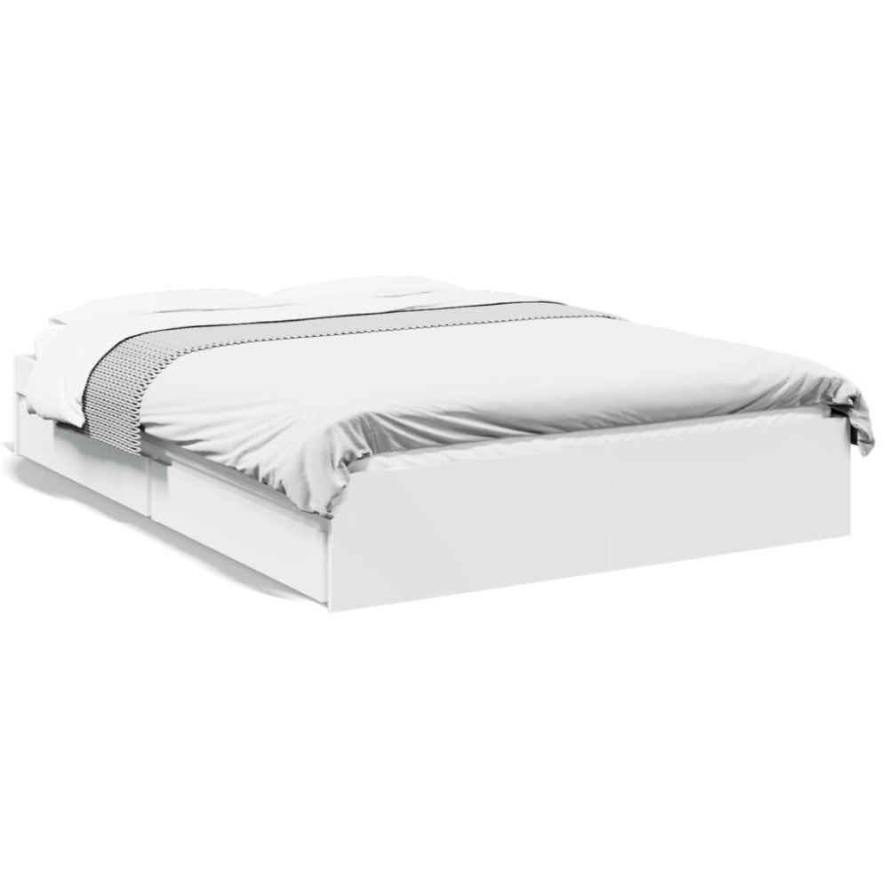vidaXL Sängram med lådor vit 120x190 cm konstruerat trä