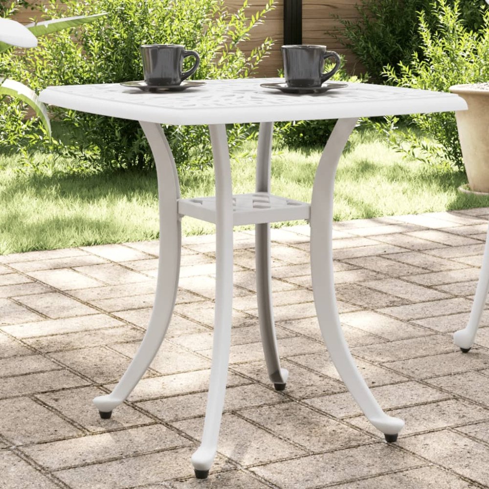 vidaXL Trädgårdsbord vit 53x53x53 cm gjuten aluminium