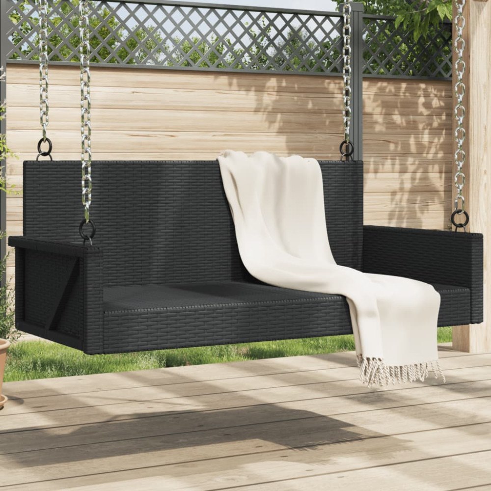 vidaXL Gungbänk svart 119x56x48 cm konstrotting