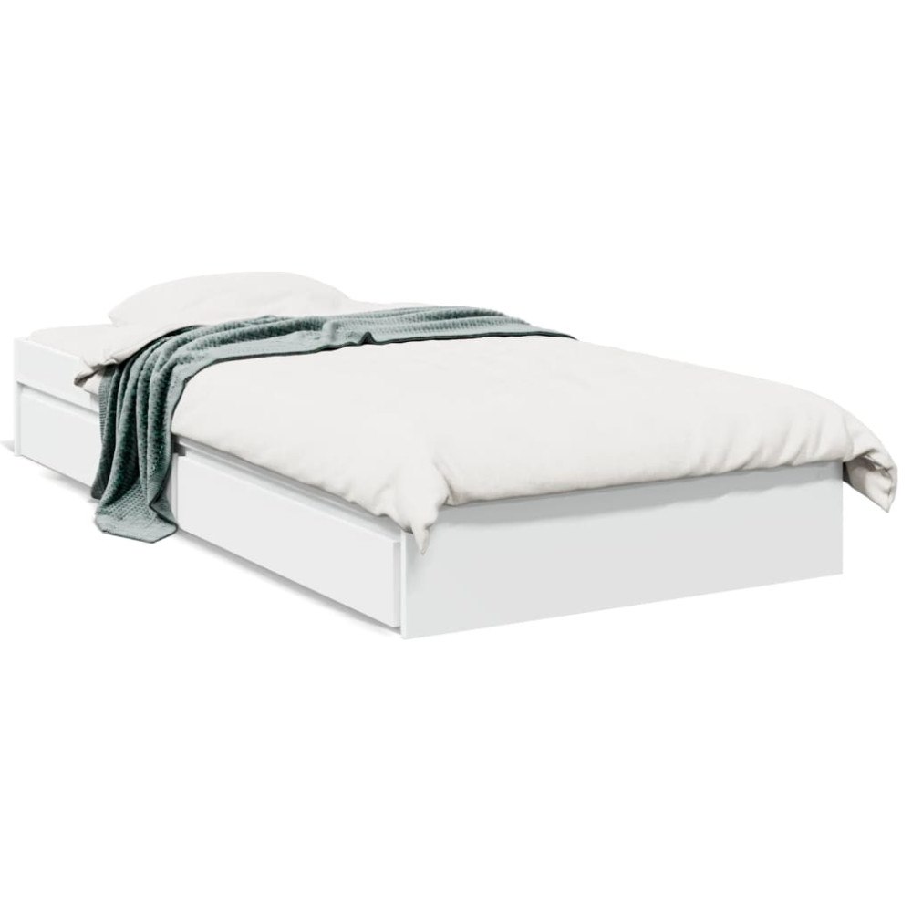 vidaXL Sängram med lådor vit 100x200 cm konstruerat trä