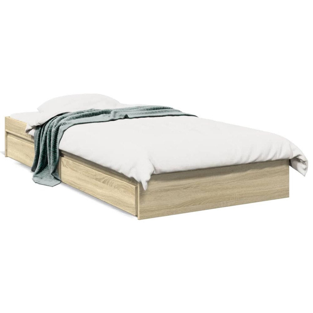 vidaXL Sängram med lådor sonoma-ek 90x190 cm konstruerat trä