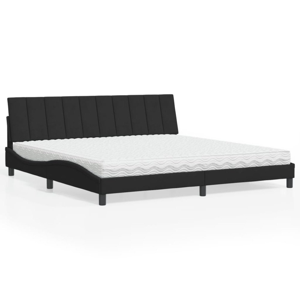 vidaXL Bed with Mattress "Hanko" Black 200x200 cm Velvet
