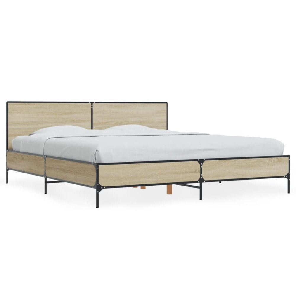 vidaXL Sängram sonoma-ek 180x200 cm konstruerat trä och metall