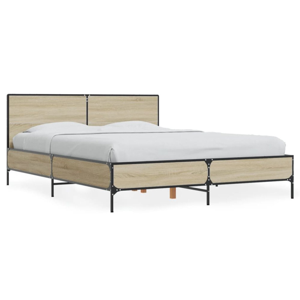 vidaXL Sängram sonoma-ek 120x200 cm konstruerad trä och metall