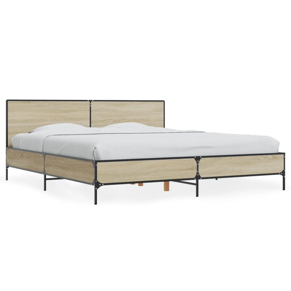 vidaXL Sängram sonoma-ek 200x200 cm konstruerat trä och metall