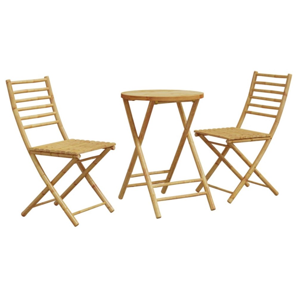 vidaXL Caféset 3 delar bambu