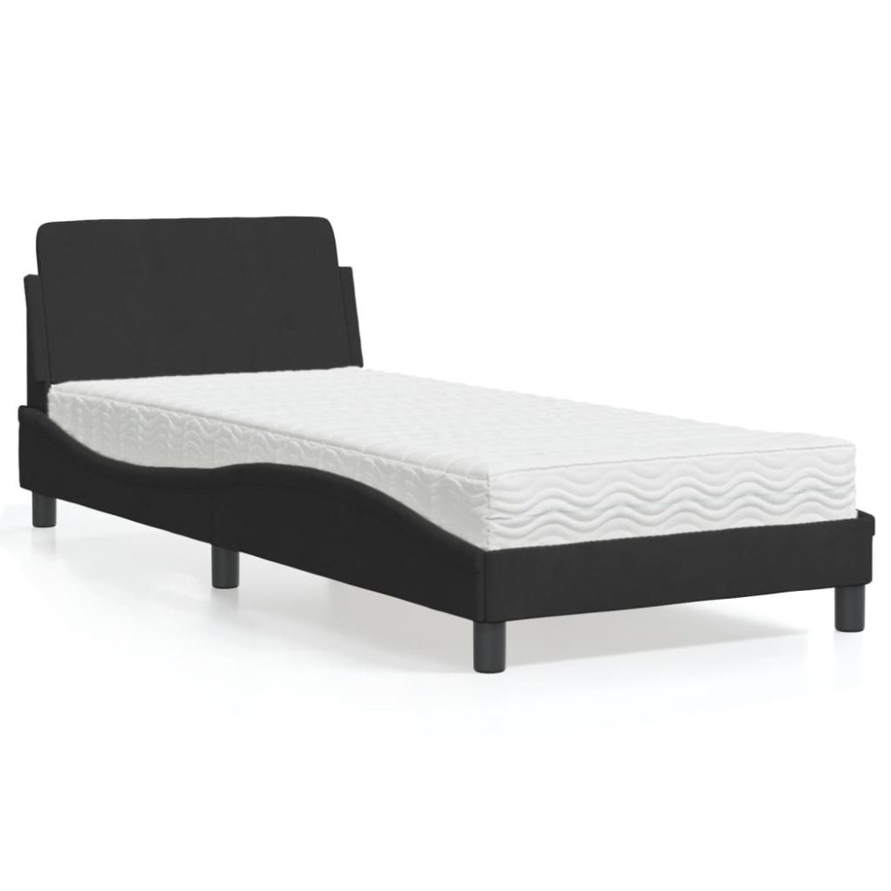 vidaXL Bed with Mattress "Dover" Black 90x190 cm Velvet