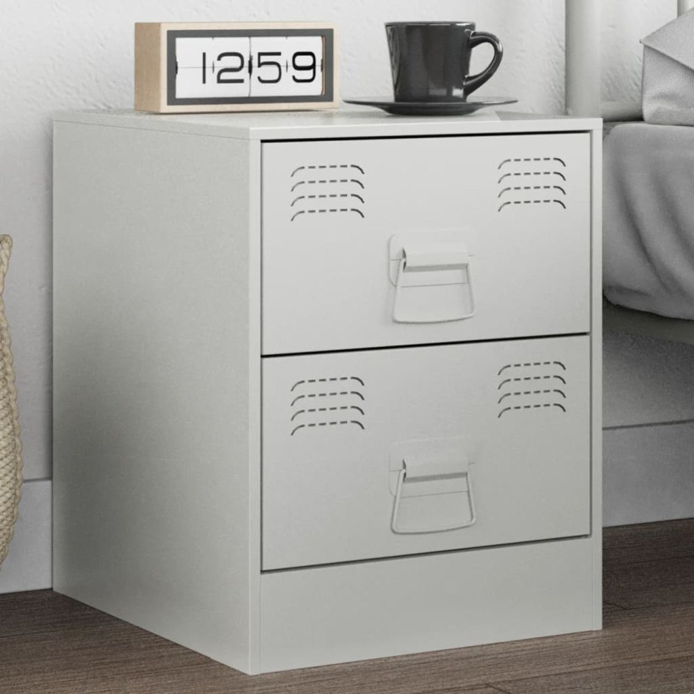 vidaXL Sängskåp vit 34,5x39x44 cm stål