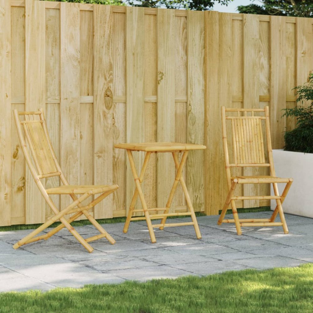 vidaXL Caféset 3 delar bambu