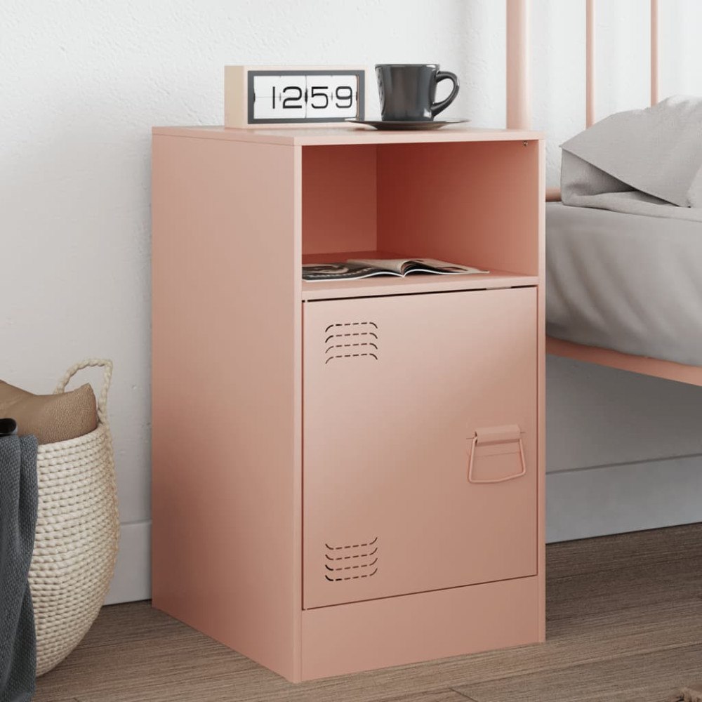 vidaXL Sängskåp rosa 34,5x39x62 cm stål