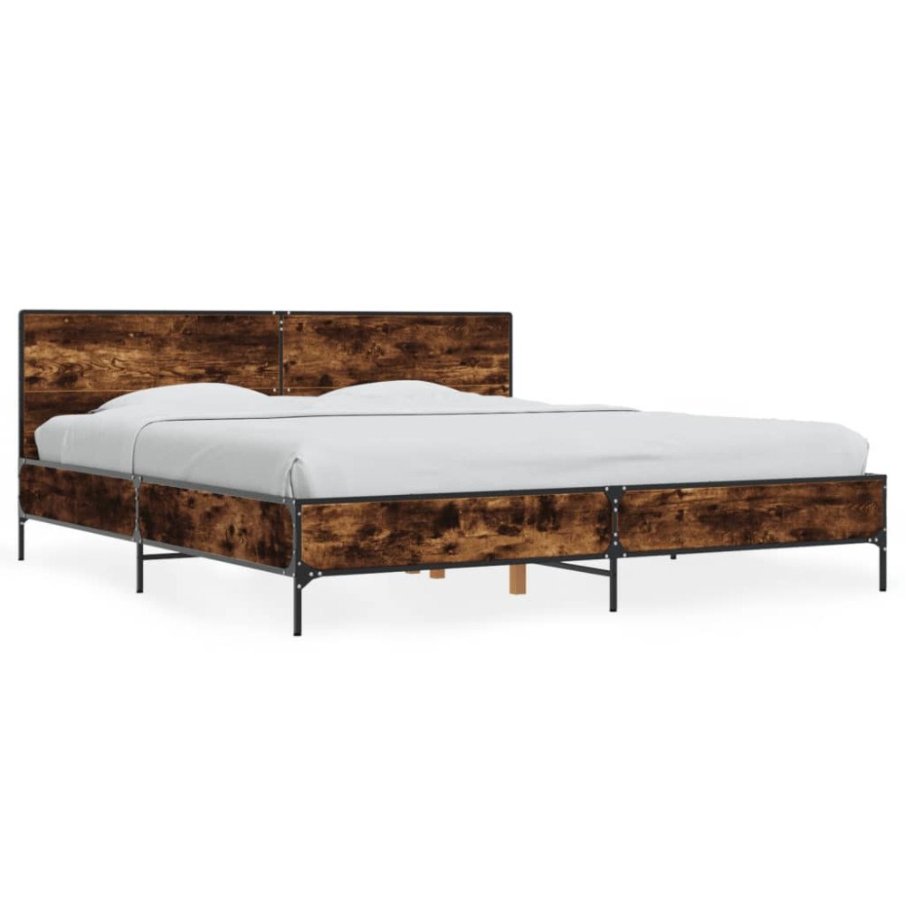 vidaXL Sängram rökfärgad ek 180x200 cm konstruerat trä och metall