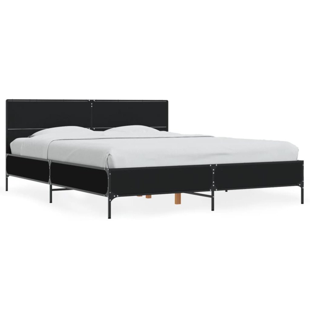 vidaXL Sängram svart 150x200 cm konstruerat trä och metall
