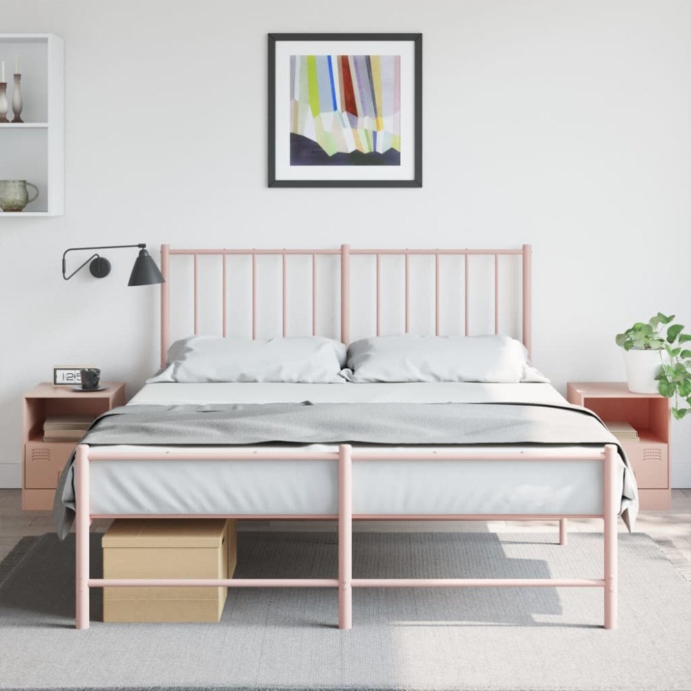 vidaXL Sängskåp 2 st rosa 34,5x39x44 cm stål