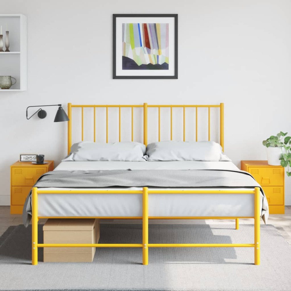 vidaXL Sängskåp 2 st gul 34,5x39x44 cm stål