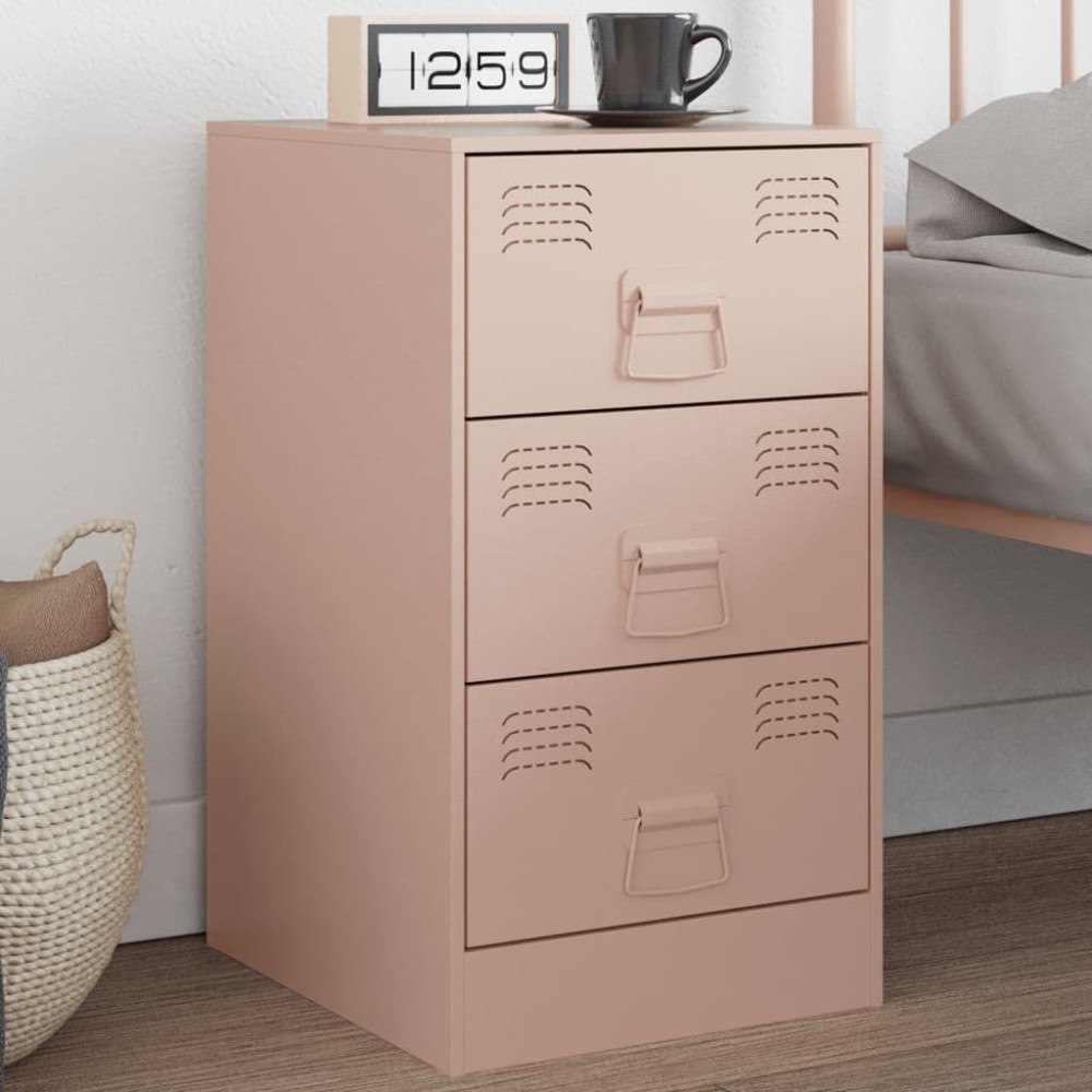 vidaXL Sängskåp rosa 34,5x39x62 cm stål