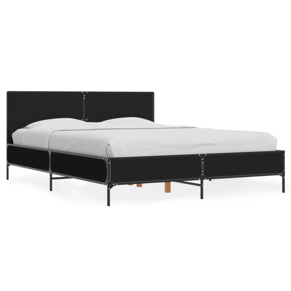 vidaXL Sängram svart 120x200 cm konstruerat trä och metall