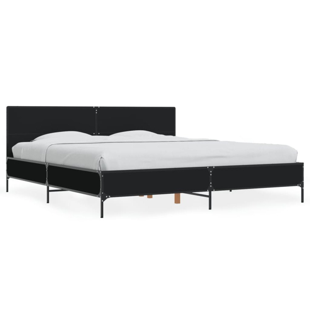 vidaXL Sängram svart 180x200 cm konstruerat trä och metall