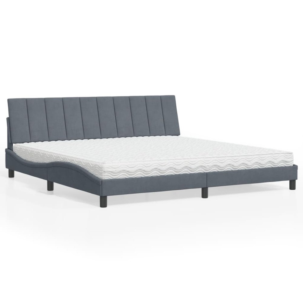 vidaXL Bed with Mattress "Hanko" Dark Grey 200x200 cm Velvet