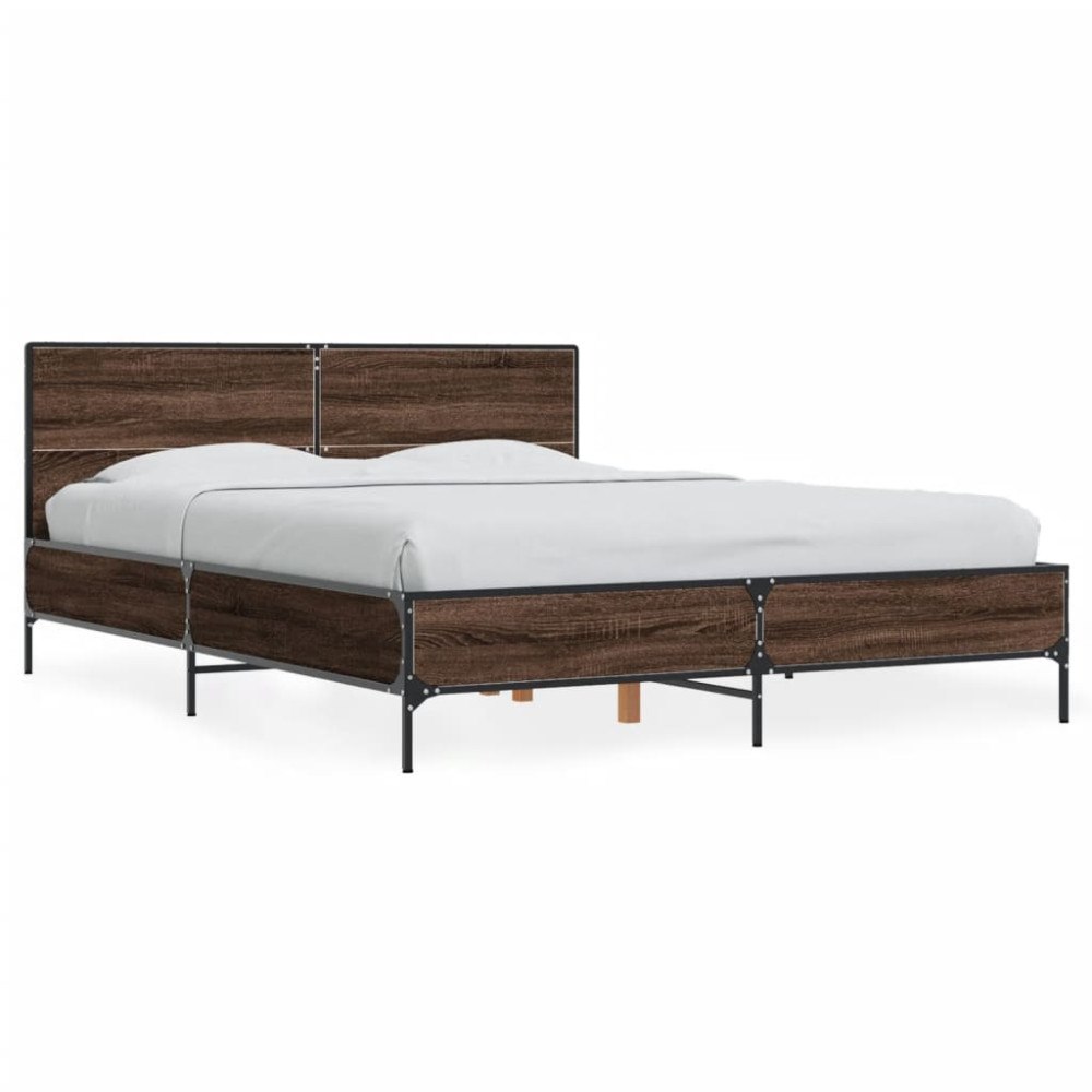 vidaXL Sängram brun ek 140x190 cm konstruerat trä och metall
