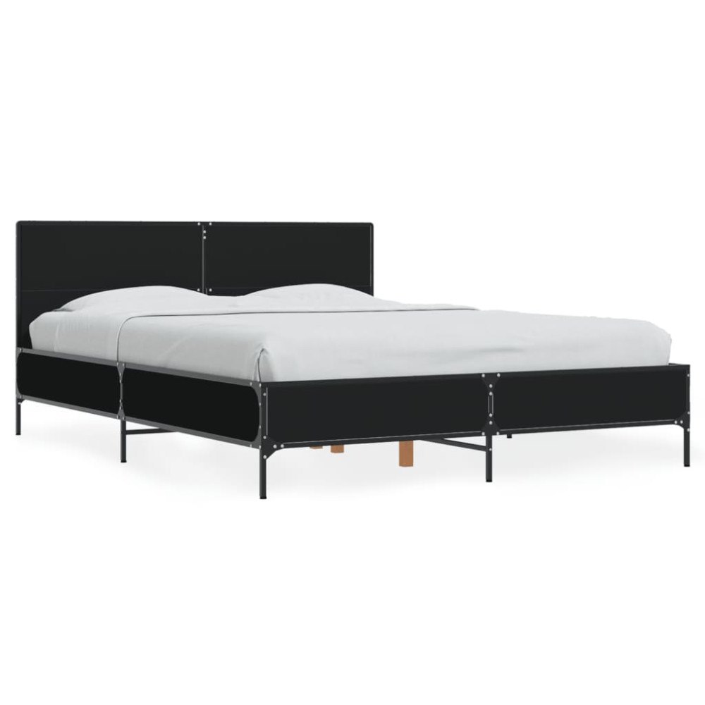 vidaXL Sängram svart 120x190 cm konstruerat trä och metall