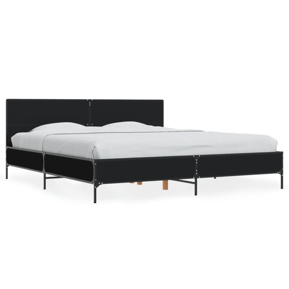 vidaXL Sängram svart 200x200 cm konstruerat trä och metall